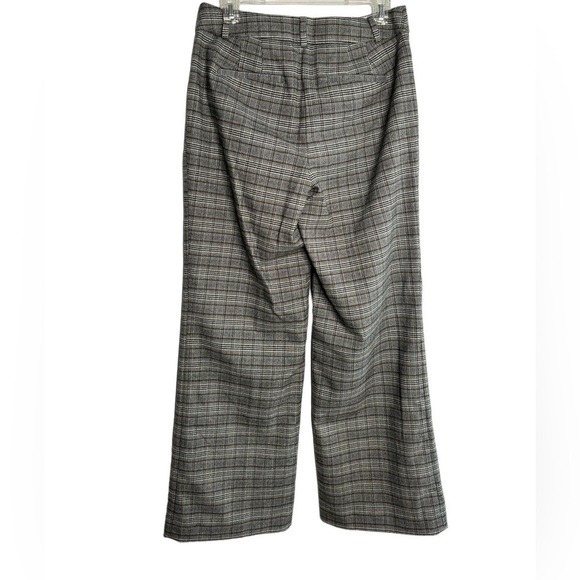 Loft Curvy Trouser High Waisted Glenn Plaid Pants Sz 4 Wide Leg Women's Gray NEW - Picture 2 of 13